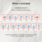 Circus Birthday Banner, Carnival Happy Birthday Printable Banners