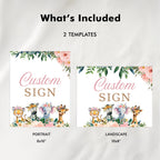 Safari WIld One Girl Custom Signs, 8x10 Custom Printable Sign
