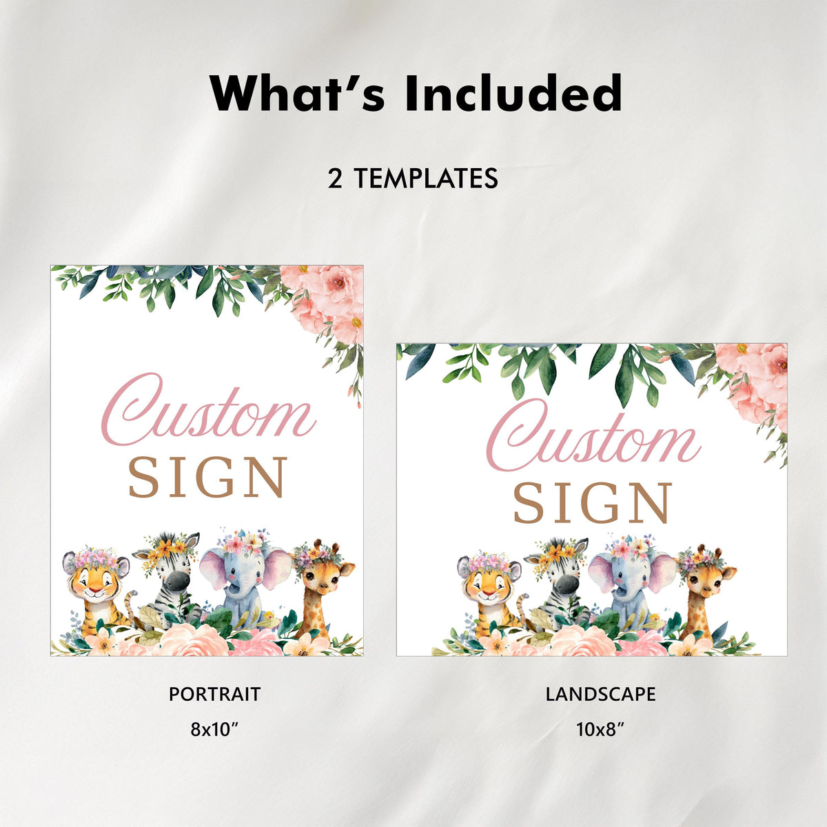 Safari WIld One Girl Custom Signs, 8x10 Custom Printable Sign