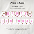 Editable Cowgirl First Rodeo Happy Birthday Banner | Printable Birthday Party Banner | Instant Download 8538