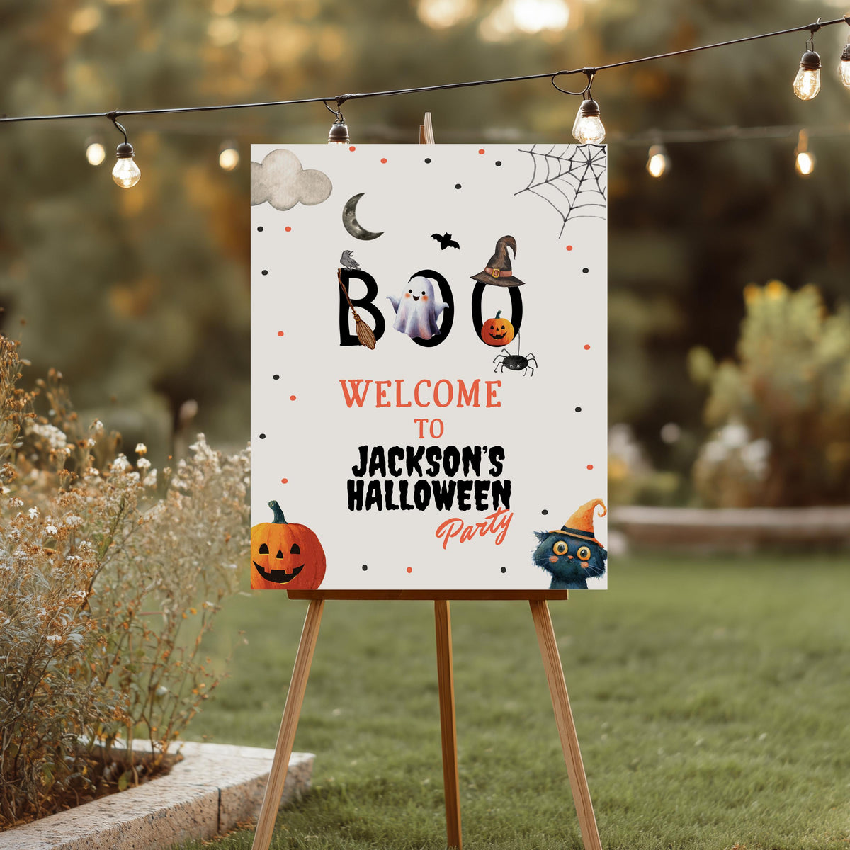 Halloween Welcome Sign, Costume Party Sign Template