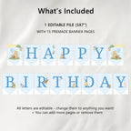 Blue Winnie the Pooh Birthday Banner, Happy Birthday Printable Banners