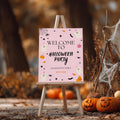 Girl Halloween Welcome Sign, Pink Ghost Halloween, Download Template