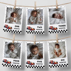 Fast One First Year Photos, Cars 1st Birthday Photos, Baby's First Year Month Photos, Monthly Photo Banner 5987