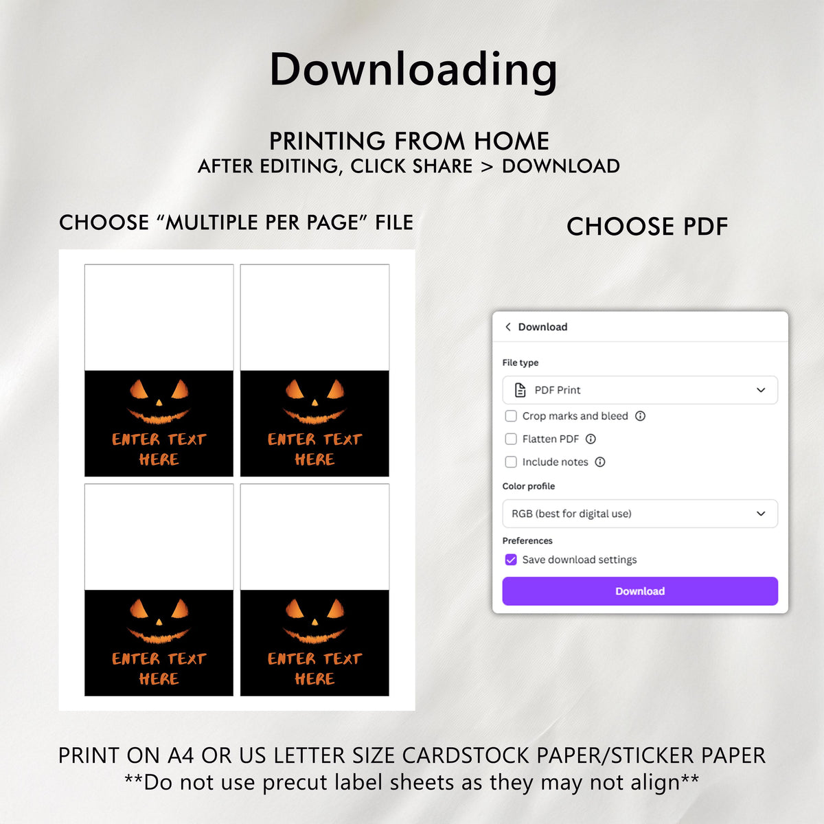 Editable Halloween Pumpkin Face Party Food Tags | Halloween Buffet Labels | Halloween Party Tent Cards | Instant Download