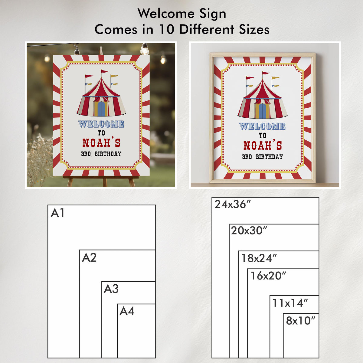 Circus Welcome Sign, Carnival Birthday Sign