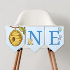 Blue Winnie the Pooh High Chair Banner, Printable Bunting Flag