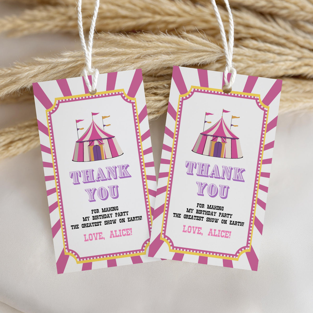 Girl Circus Invitation , Pink Carnival Birthday Invite