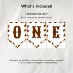 First Rodeo High Chair Banner Cowboy 1st First Birthday High Chair ONE Banner Wild West Party Printable Digital 8539