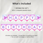 Mermaid Birthday Banner, Printable Happy Birthday Banner, Happy 1st Birthday Banner, First Birthday Decoration, Mermaid Birthday Banner 9168