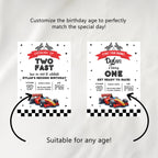 Growing Up Two fast Birthday Invitation, Race Car Party Invite, Racing Red Car 9179