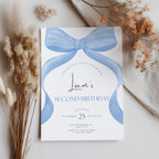Blue Bow Birthday Invitation, Blue Bow Invitation, Blue Bow Birthday, Blue Ribbon Birthday Party Invite