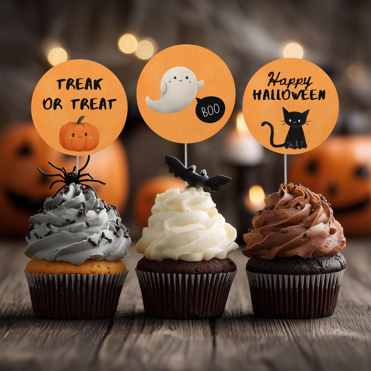 Editable Halloween Cute Costume Party Cupcake Toppers | Printable Cake Toppers | Instant Download