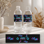 Editable Music Neon Kpop Birthday Bottle Label | Music Neon Kpop Water Bottle Label | Instant Download
