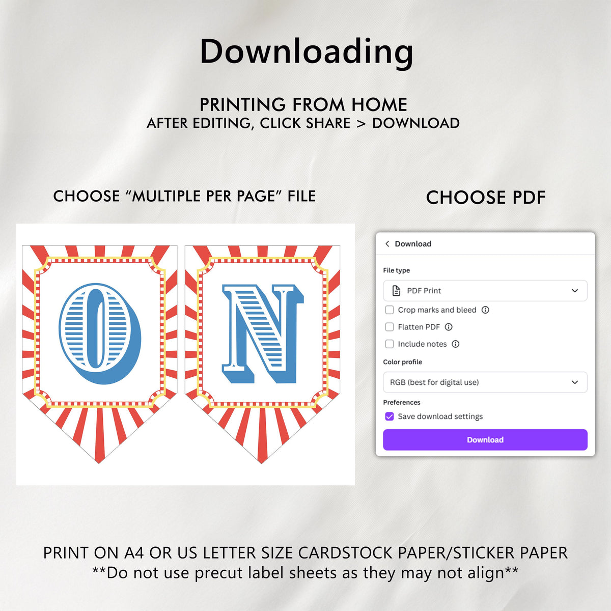 Circus High Chair Banner, Carnival Printable Bunting Flag