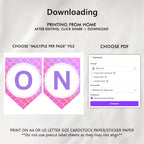 Mermaid High Chair Banner , Mermaid First Girl Birthday Party Decor, Pink Printable Flag 9168