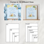 Blue Winnie the Pooh Baby Shower Welcome Sign, Template Party Signs