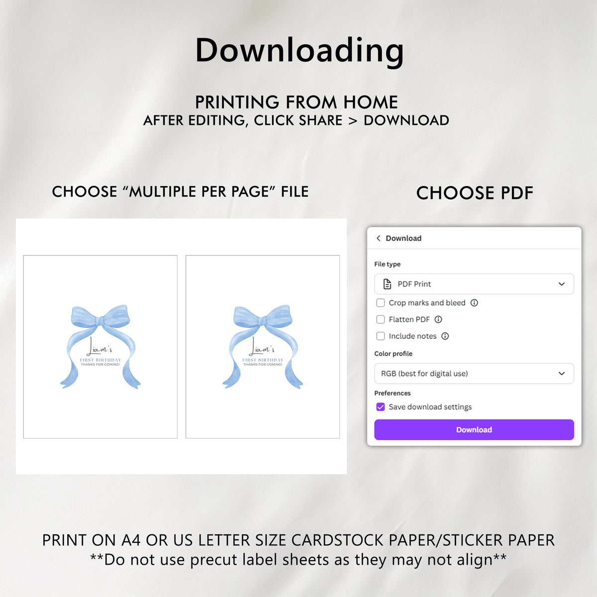 Blue Bow Birthday Chocolate Wrappers, Blue Bow Birthday Candy Bar Wrapper, Canva Template