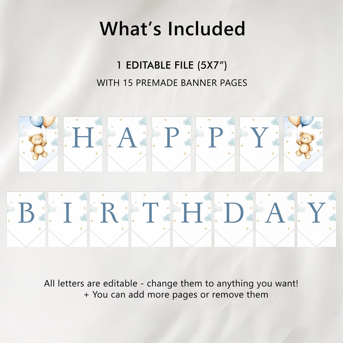 Teddy Bear Happy Birthday Banner