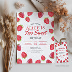 Two Sweet Birthday Invitation, Strawberry Second Birthday Invite