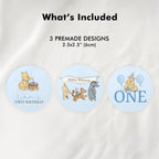 Blue Winnie the Pooh Cupcake Topper, Birthday Cupcake Toppers