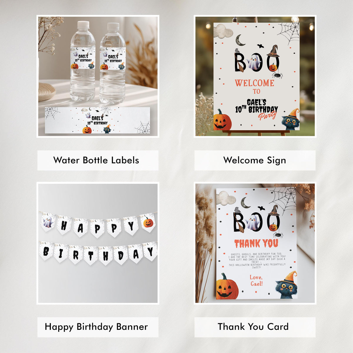 Editable Halloween Party Decorations Halloween Birthday Party Package Kids Costume Party Spooky Celebration Boy Bundle Party Package