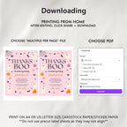 Pink Ghost Halloween Thank You Card: Editable Canva Template (Digital Download) 9162