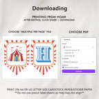 Circus Birthday Banner, Carnival Happy Birthday Printable Banners