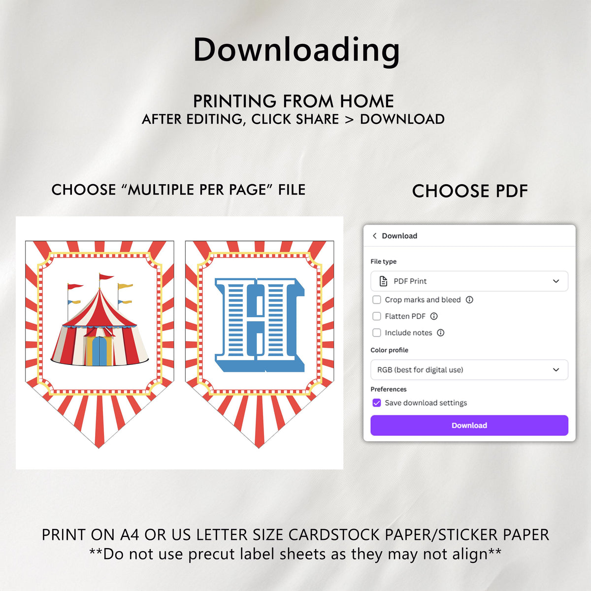 Circus Birthday Banner, Carnival Happy Birthday Printable Banners