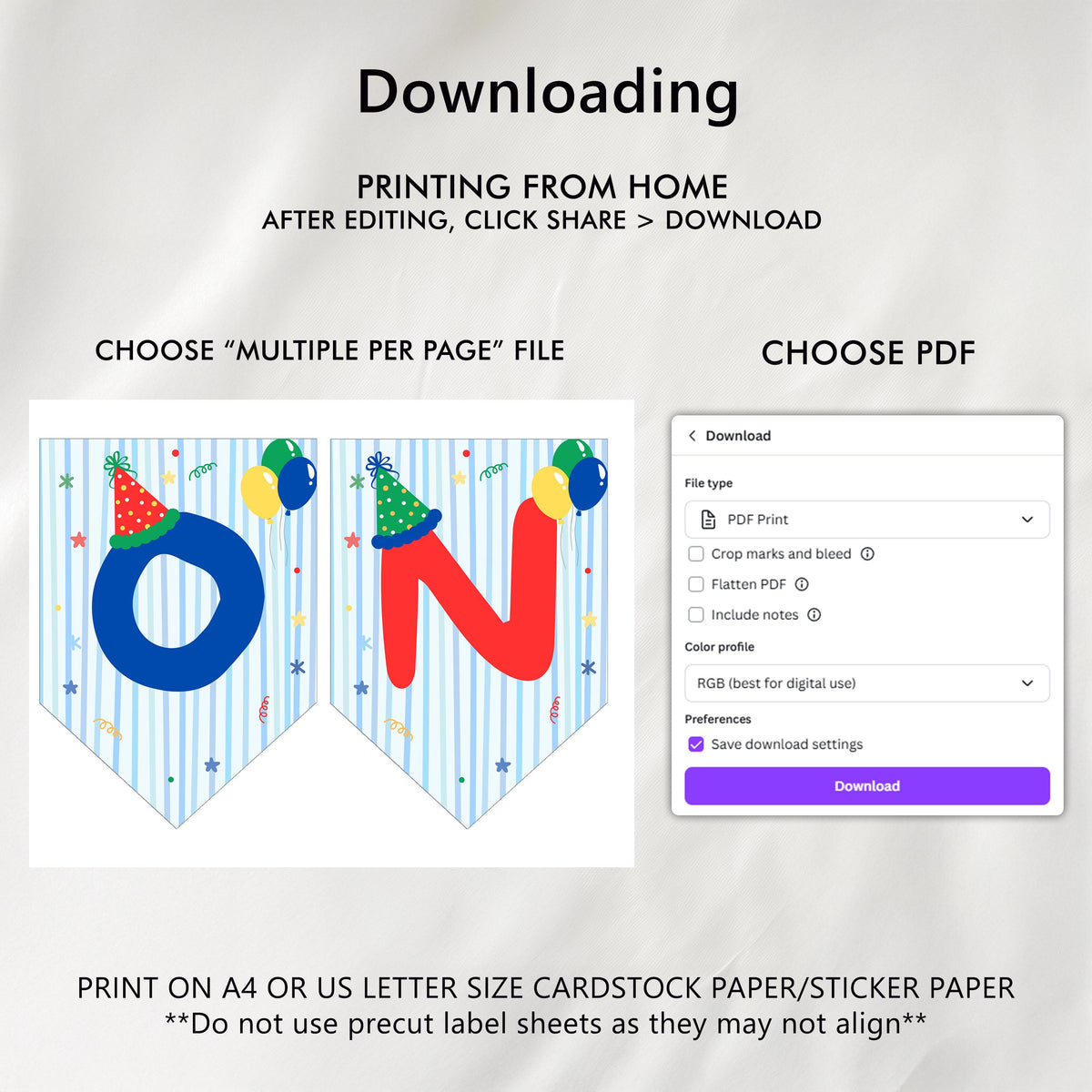 Fun to be One High Chair Banner, Printable Bunting Flag