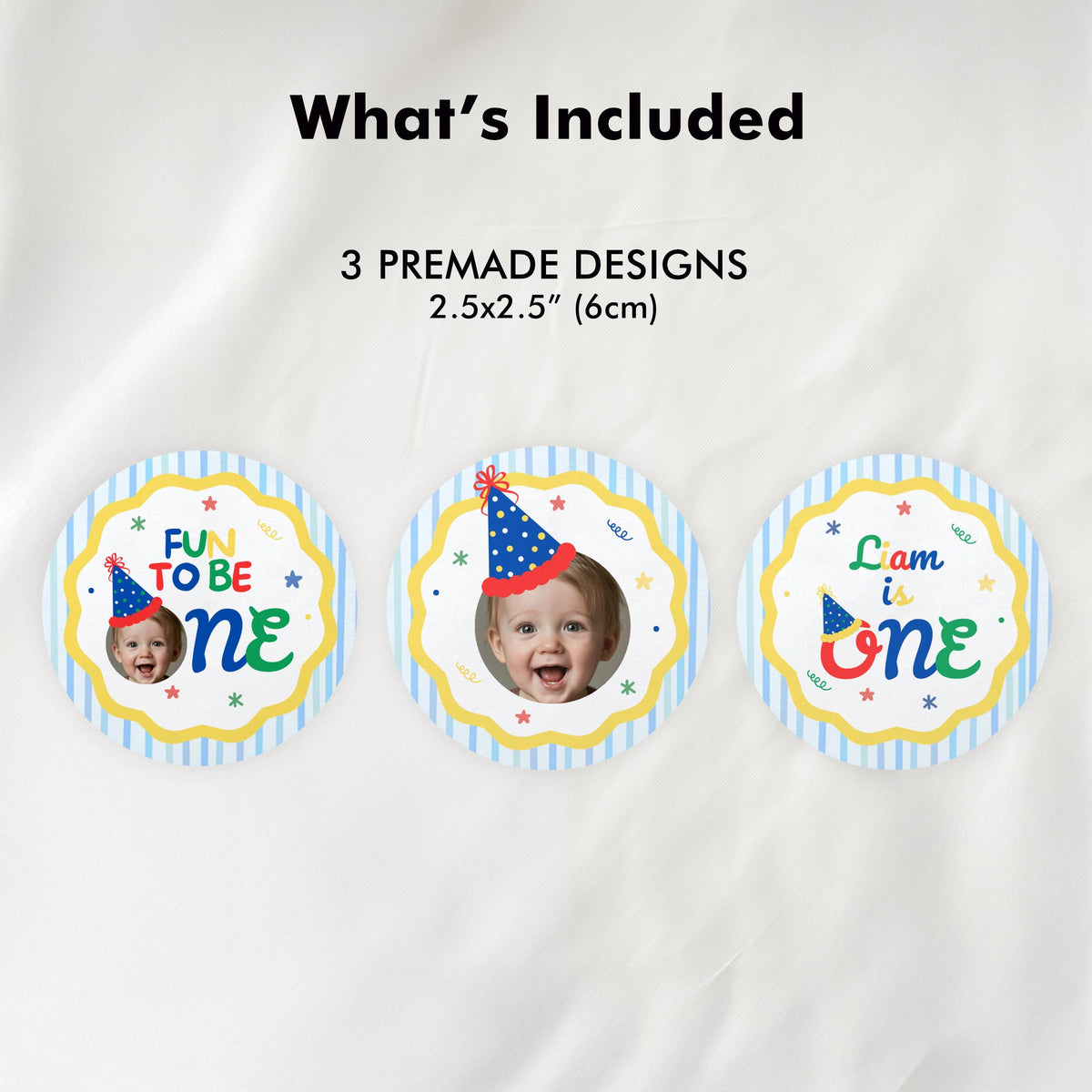 Fun to Be One Cupcake Topper, 1st Birthday Cupcake Toppers