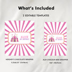 Pink Circus 1st Birthday Chocolate Wrappers, Candy Bar Label