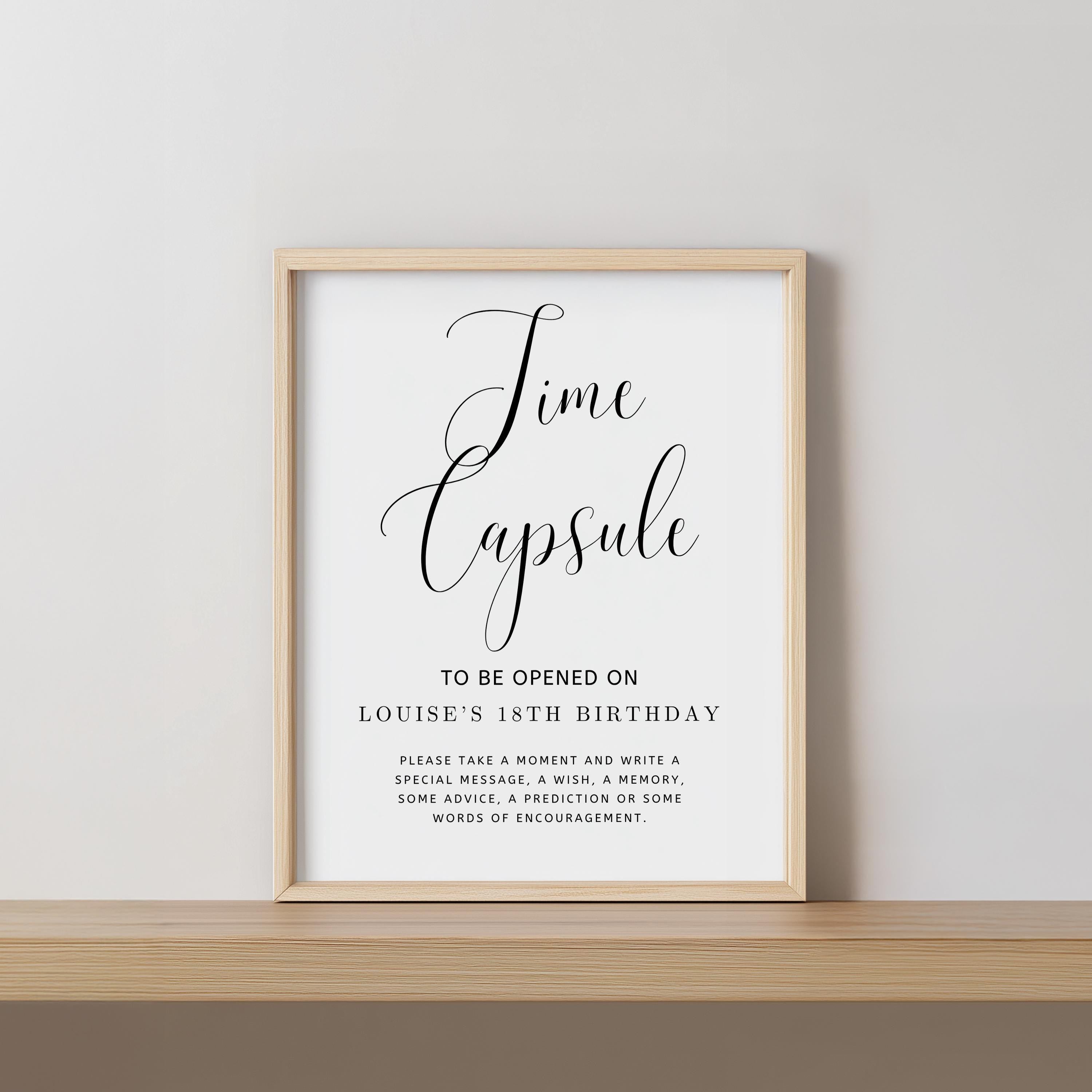 Minimalist Modern First Birthday Time Capsule Sign, Gender neutral 9175