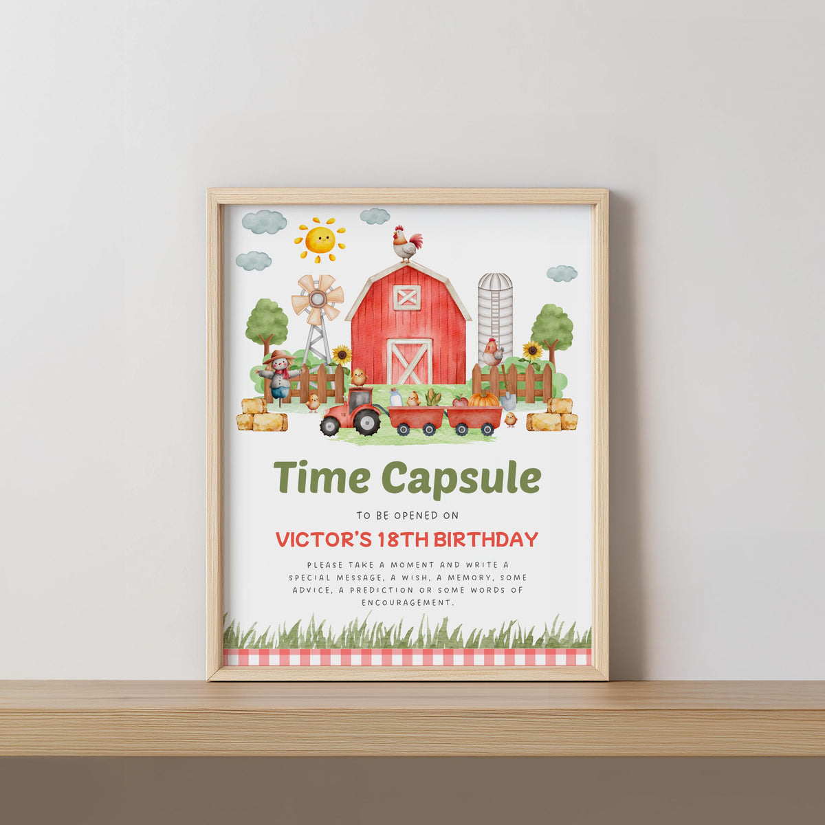 Farm Birthday Time Capsule Sign, Cute Animals 1st Birthday, Barnyard Decorations
