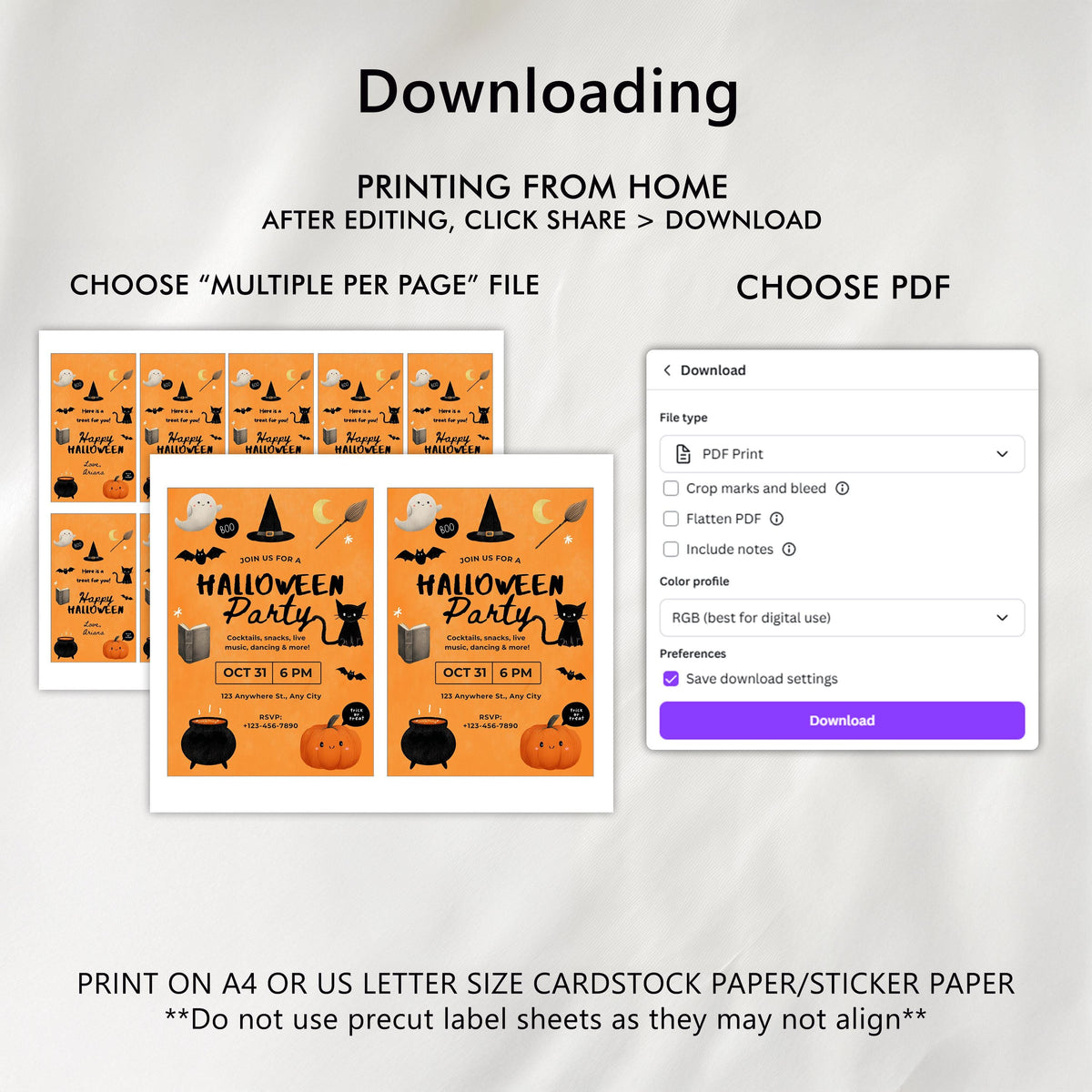 Editable Halloween Cute Costume Party Invitation, Halloween Costume Party Invitation, Instant Download