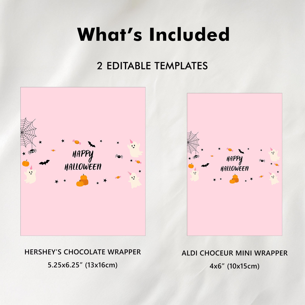 Girl Halloween Chocolate Wrapper, Pink Ghost Halloween Candy Bar Wrappers