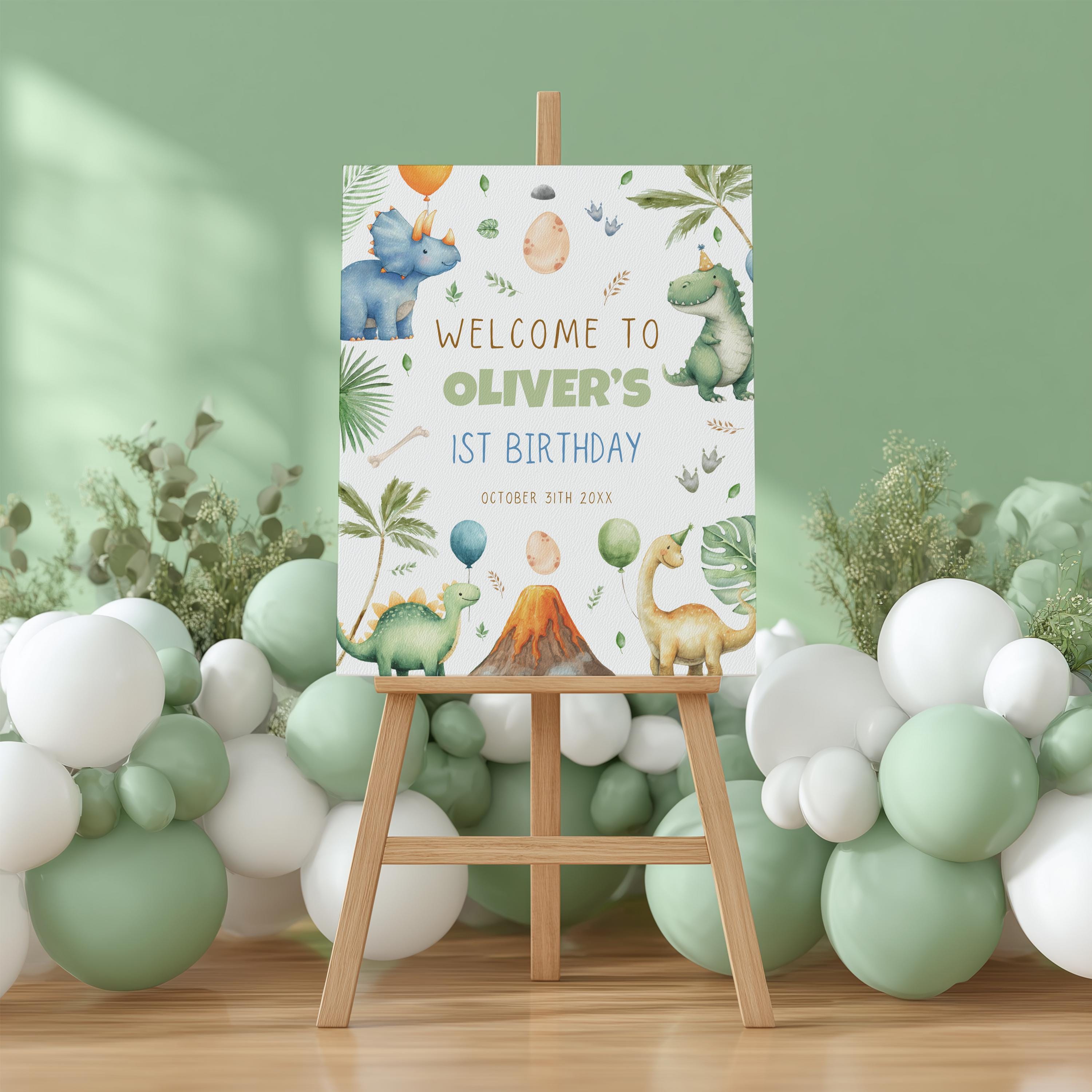 Dinosaur Welcome Sign Printable, Dinosaur 1st Birthday Welcome Sign, Dino Birthday Welcome Sign Template, Boy 1st Birthday Welcome Sign 9165