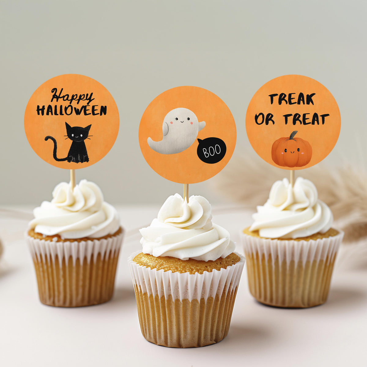 Editable Halloween Cute Costume Party Cupcake Toppers | Printable Cake Toppers | Instant Download