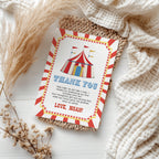 Circus Thank You Card Template, Carnival Printable Thanks Card