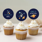 Editable Space Astronaut Birthday Cupcake Toppers | Second Trip Around the Sun Party Cake Toppers | Instant Digital Download