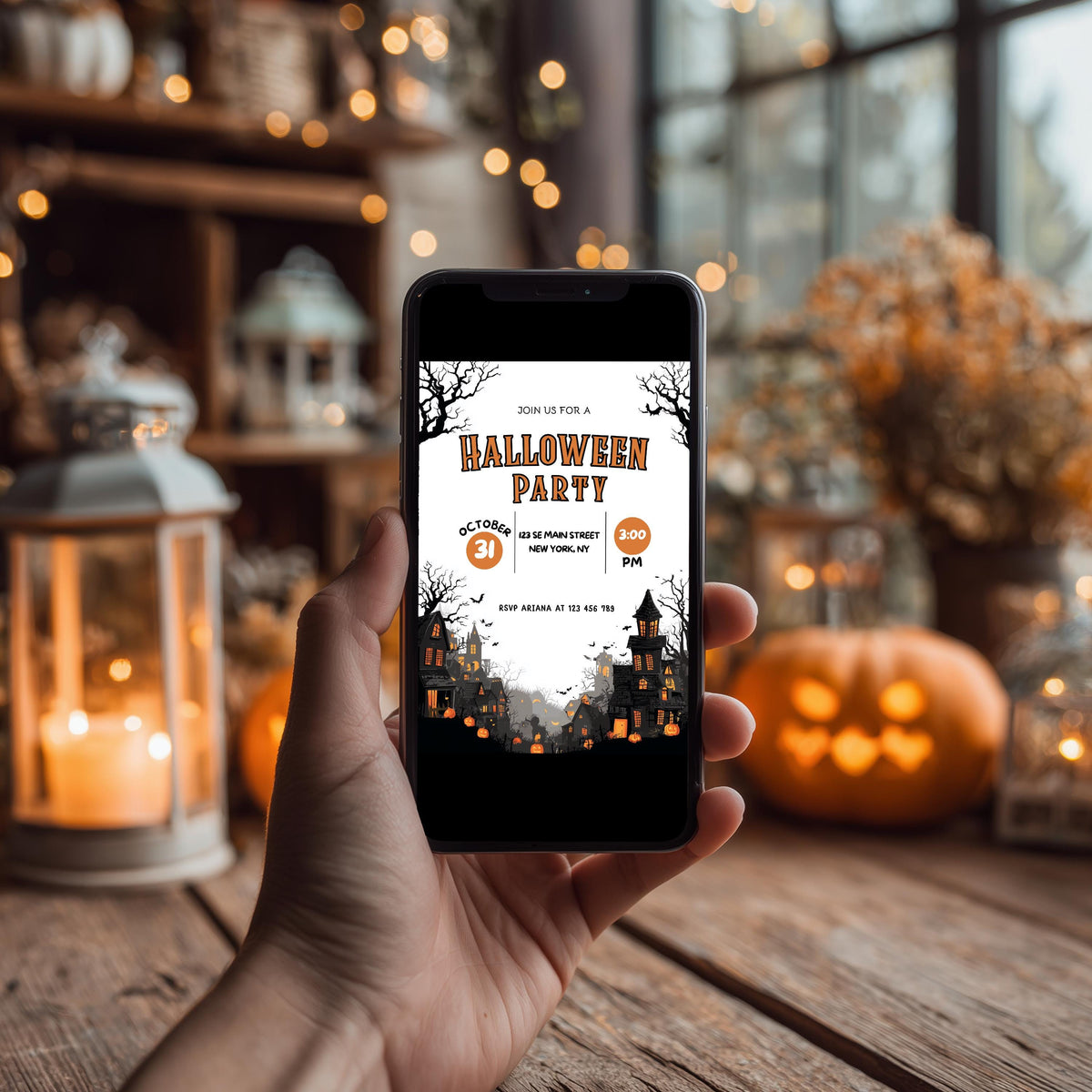 Editable Halloween Party Invitation - Instant Download