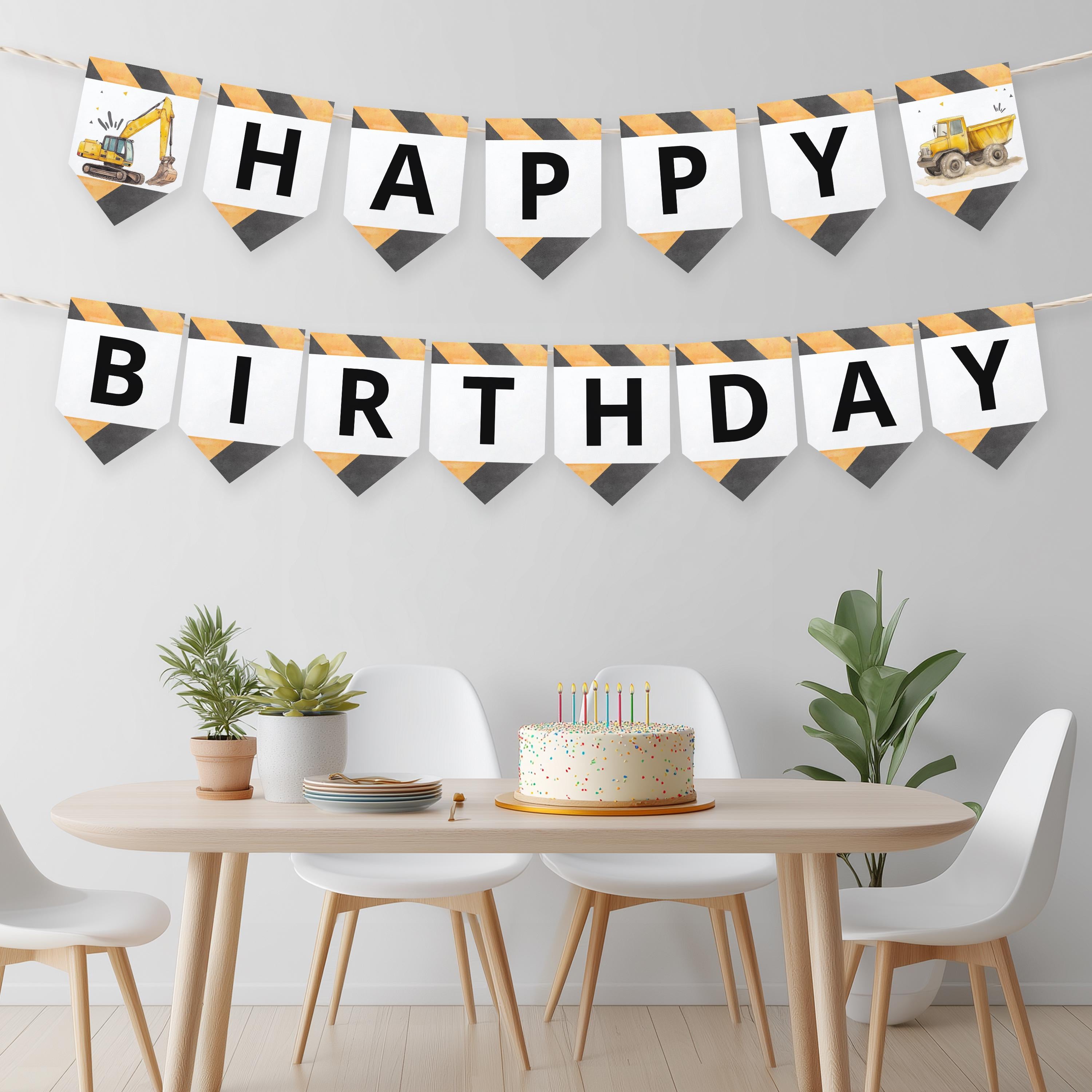 Editable Construction Happy Birthday Banner | Construction First Birthday Party Banner | Birthday Banner Decoration 9164