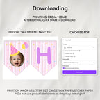 Fun to Be One Birthday Banner, Happy Birthday Printable Banners