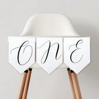 Minimalist Modern High Chair Banner, Gender neutral, Printable Bunting Flag 9175