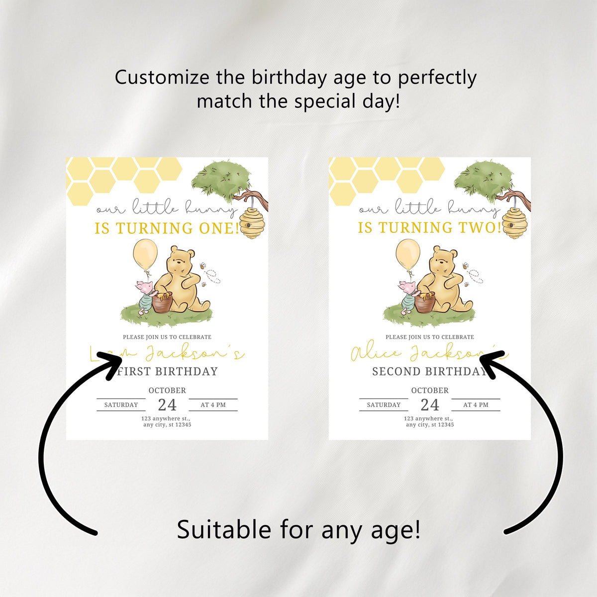 Winnie the Pooh Birthday Chocolate Wrappers, Candy Bar Label