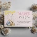 Pink Winnie the Pooh Diaper Raffle Card, Printable Nappy Raffle Cards