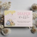 Pink Winnie the Pooh Diaper Raffle Card, Printable Nappy Raffle Cards