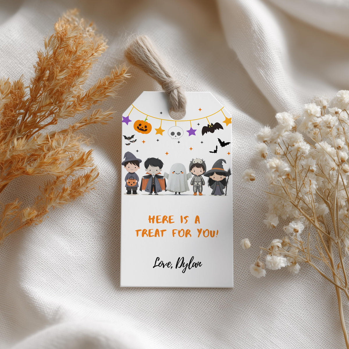 Editable Halloween Costume Birthday Favor Tags, Halloween Costume Birthday Party Thank You Tag, Canva Template