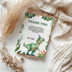 Editable Three Rex Thank You Card | Dinosaur Birthday Note Card | Three Rex Party Printable | Instant Download Templates 9014