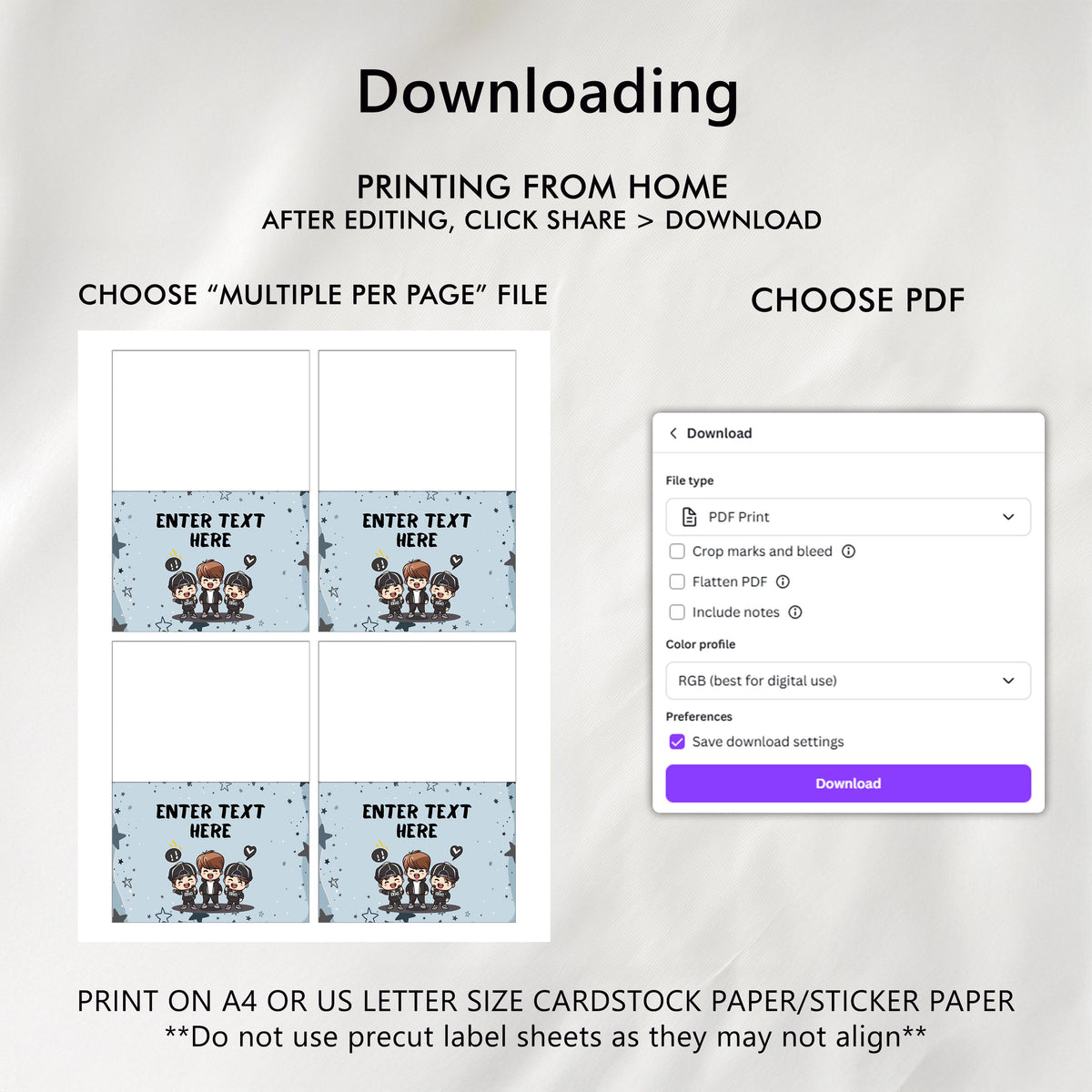 Editable K-pop Food Tags | Korean Pop Party Buffet Labels | Kpop Tent Cards | Printable Table Labels | Instant Download